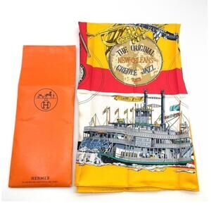 HERMES Silk Scarf  "New Orelans" by Loïc Dubigeon 90cm Carre with Paper Bag